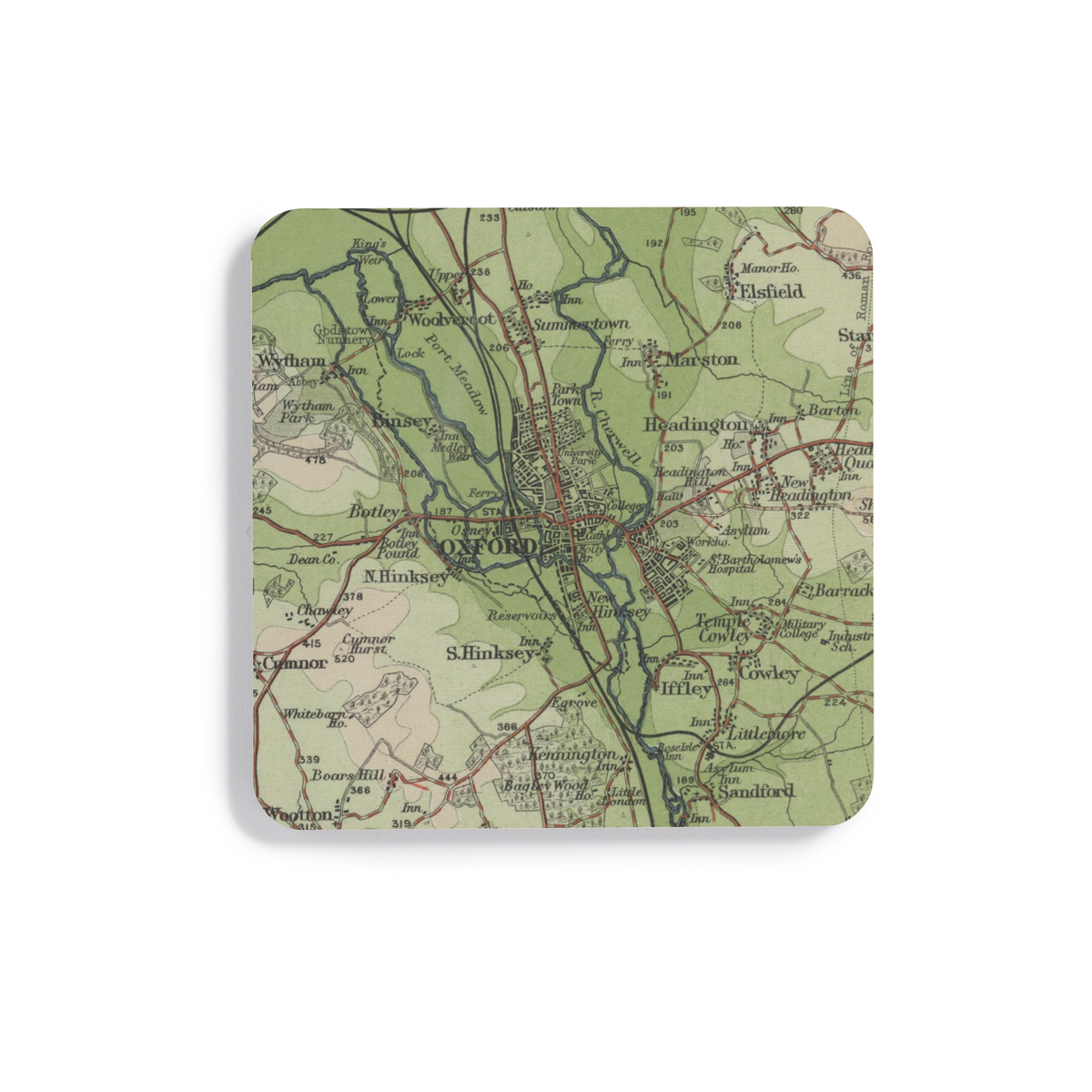 Oxford historic map coaster, Bartholomew Half-Inch, 1903 — product view 2