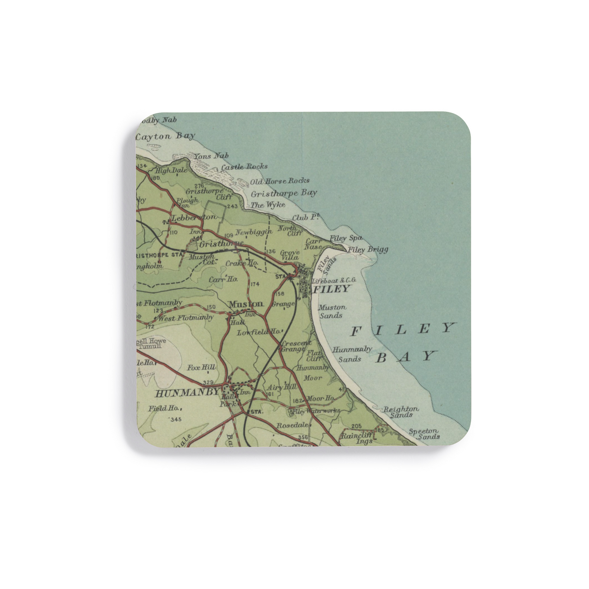 Filey historic map coaster, Bartholomew Half-Inch, 1903 — product view 2