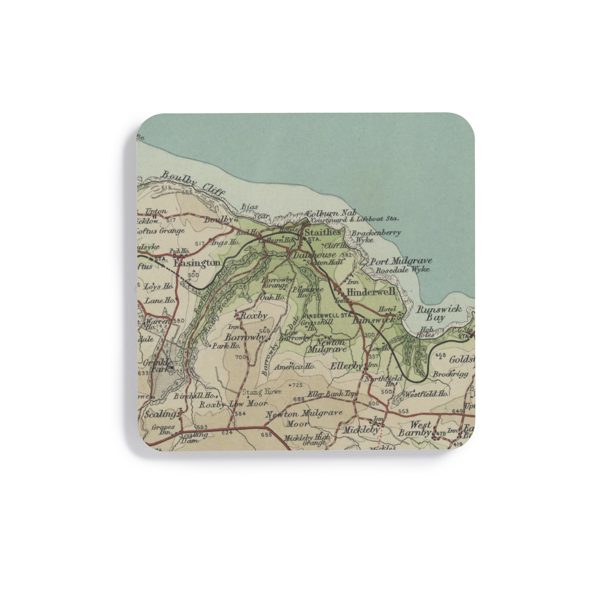 Staithes historic map coaster, Bartholomew Half-Inch, 1903 — product view 2