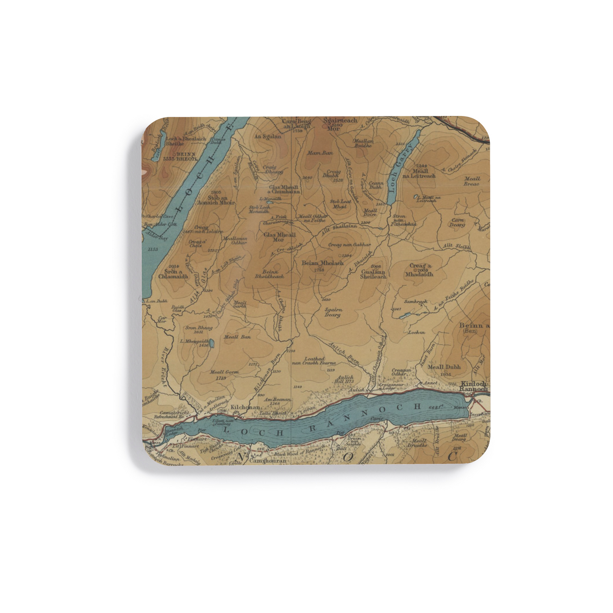 Loch Rannoch historic map coaster, Bartholomew Half-Inch, 1902 — product view 2