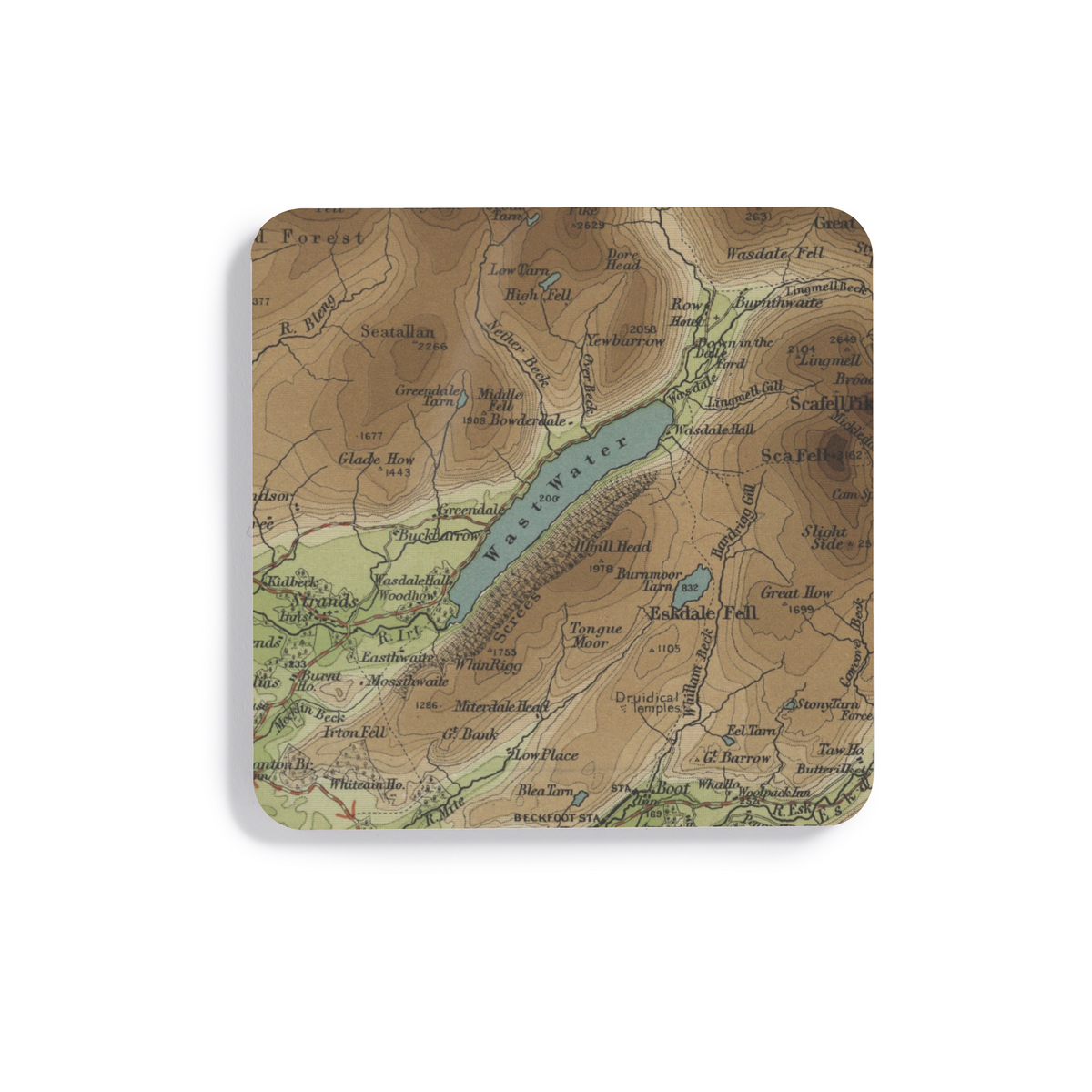 Wastwater historic map coaster, Bartholomew Half-Inch, 1903 — product view 2