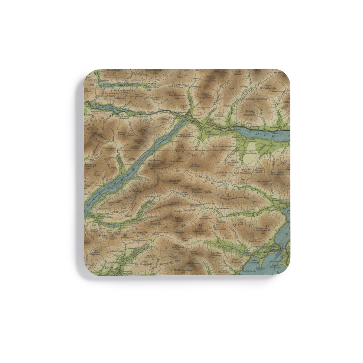 Loch Shiel historic map coaster, Bartholomew Half-Inch, 1904 — product view 2