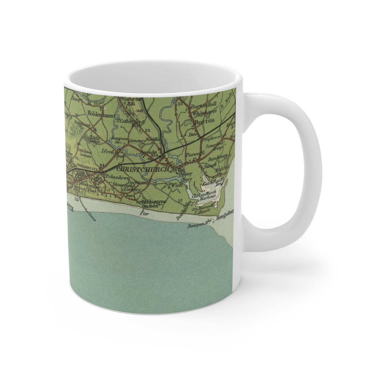 Bournemouth historic map mug, Bartholomew Half-Inch, 1902 — product view 3