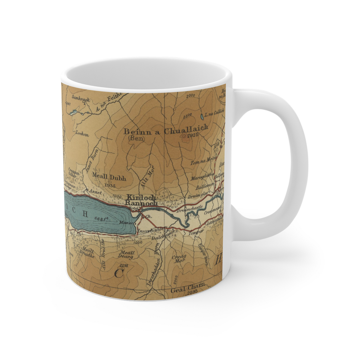 Loch Rannoch historic map mug, Bartholomew Half-Inch, 1902 — product view 3