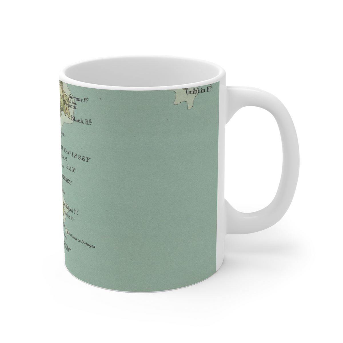 Mevagissey historic map mug, Bartholomew Half-Inch, 1903 — product view 3
