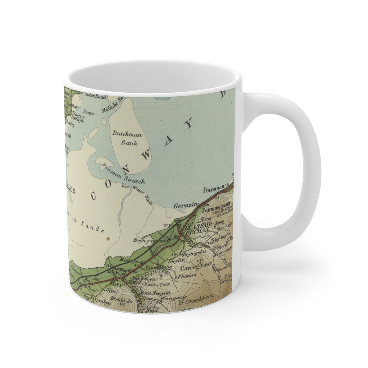 Beaumaris historic map mug, Bartholomew Half-Inch, 1904 — product view 3