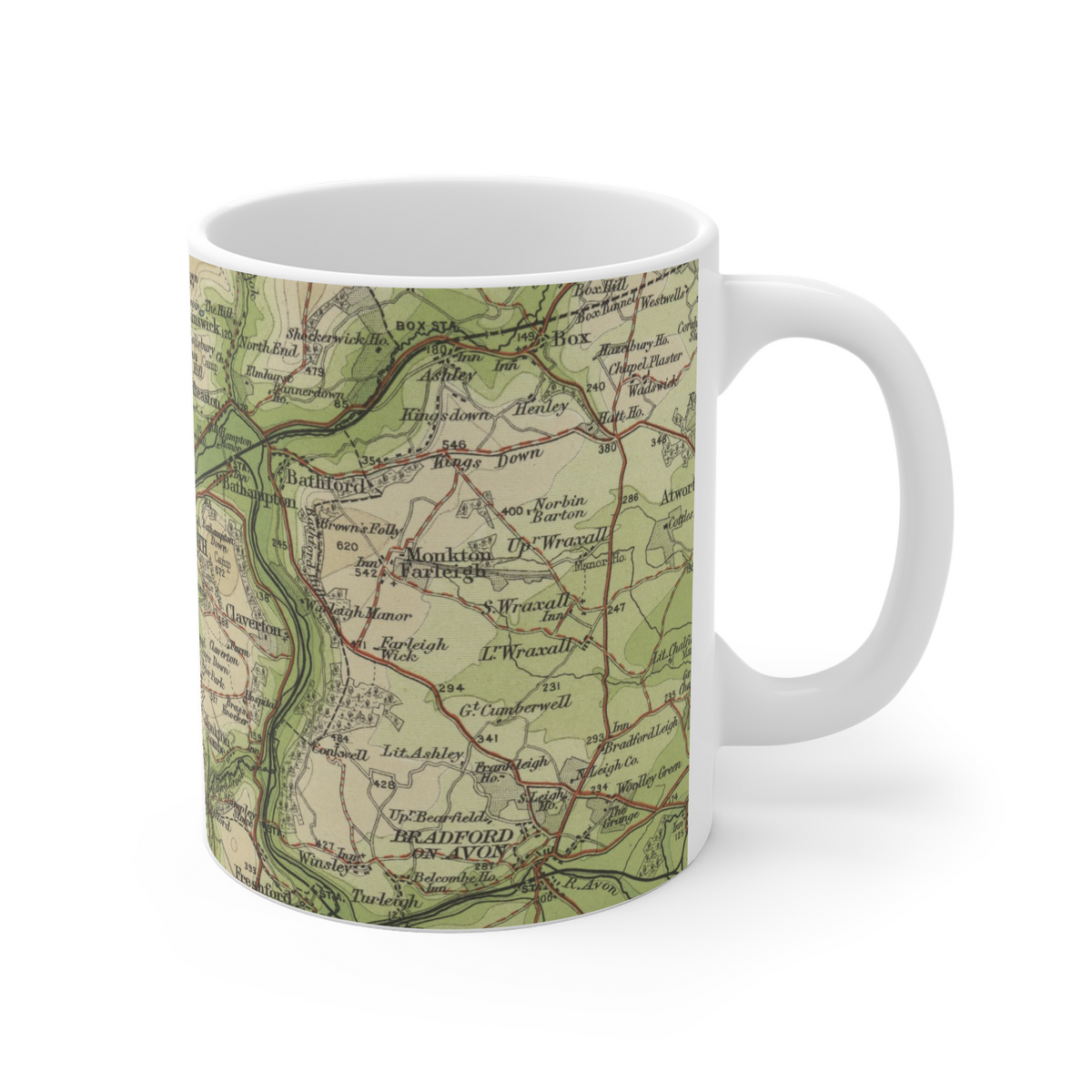 Bath historic map mug, Bartholomew Half-Inch, 1904 — product view 3