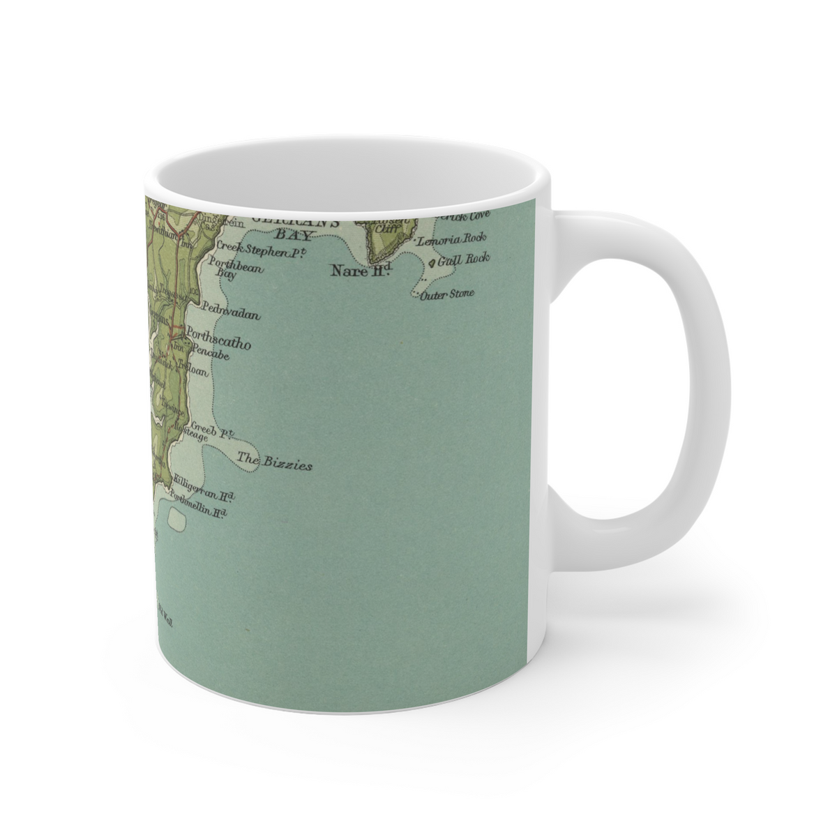 St Mawes historic map mug, Bartholomew Half-Inch, 1903 — product view 3