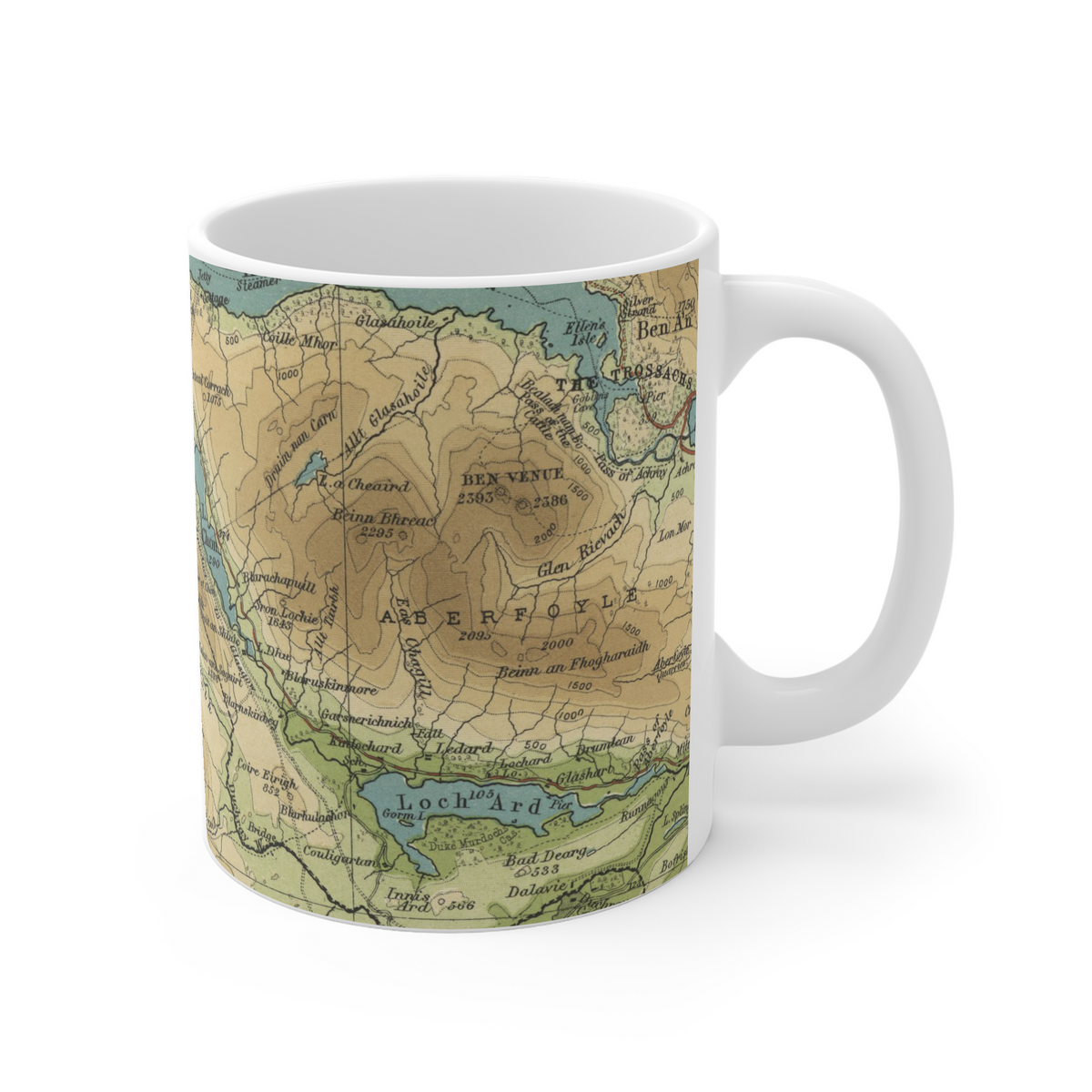 Ben Lomond historic map mug, Bartholomew Half-Inch, 1903 — product view 3