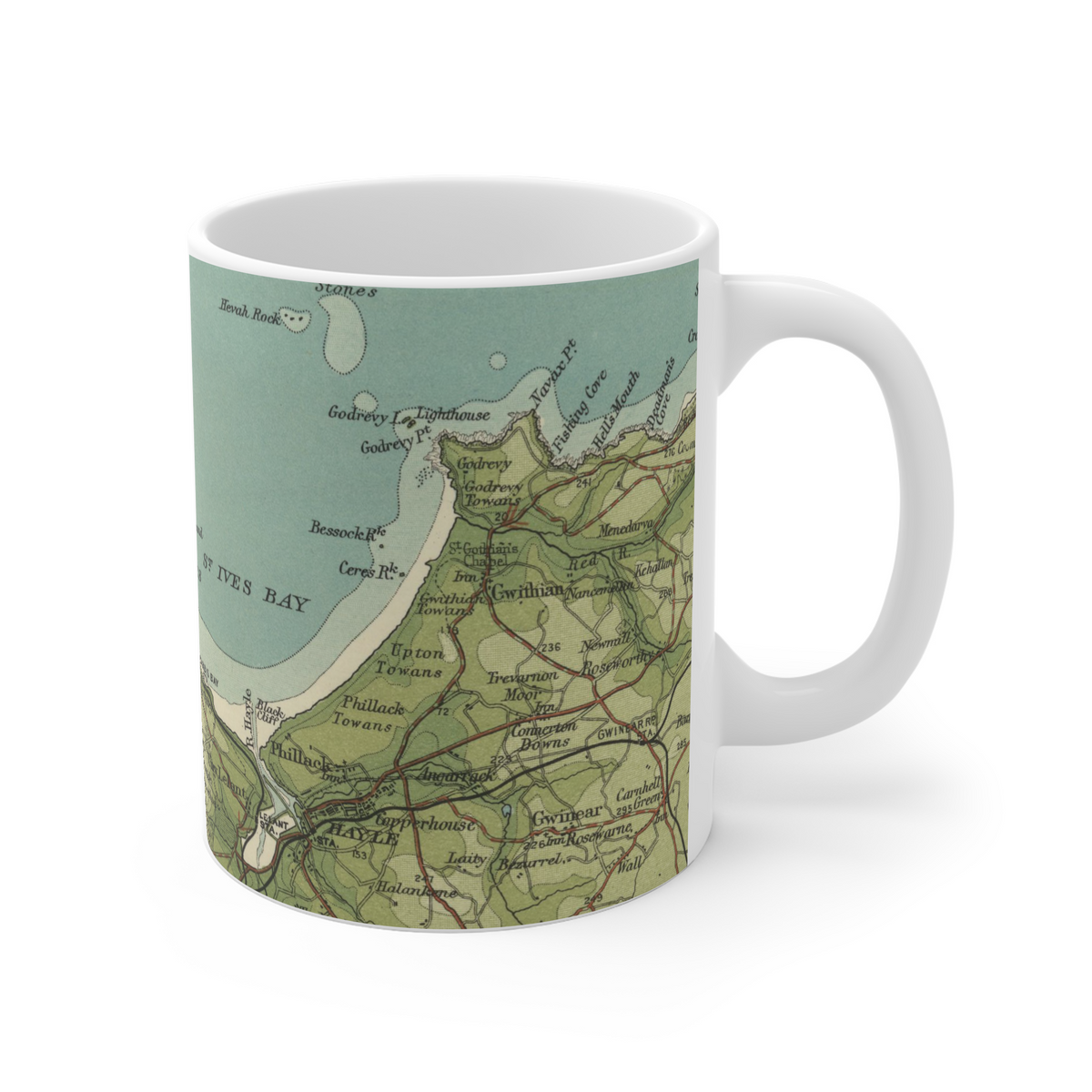 St Ives historic map mug, Bartholomew Half-Inch, 1903 — product view 3