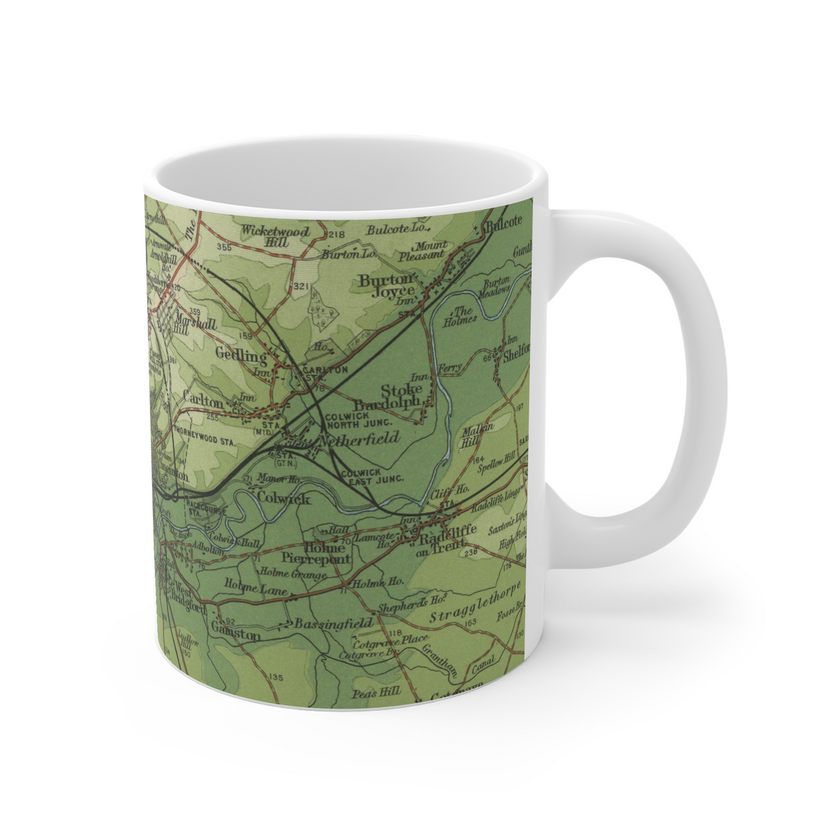 Nottingham historic map mug, Bartholomew Half-Inch, 1902 — product view 4