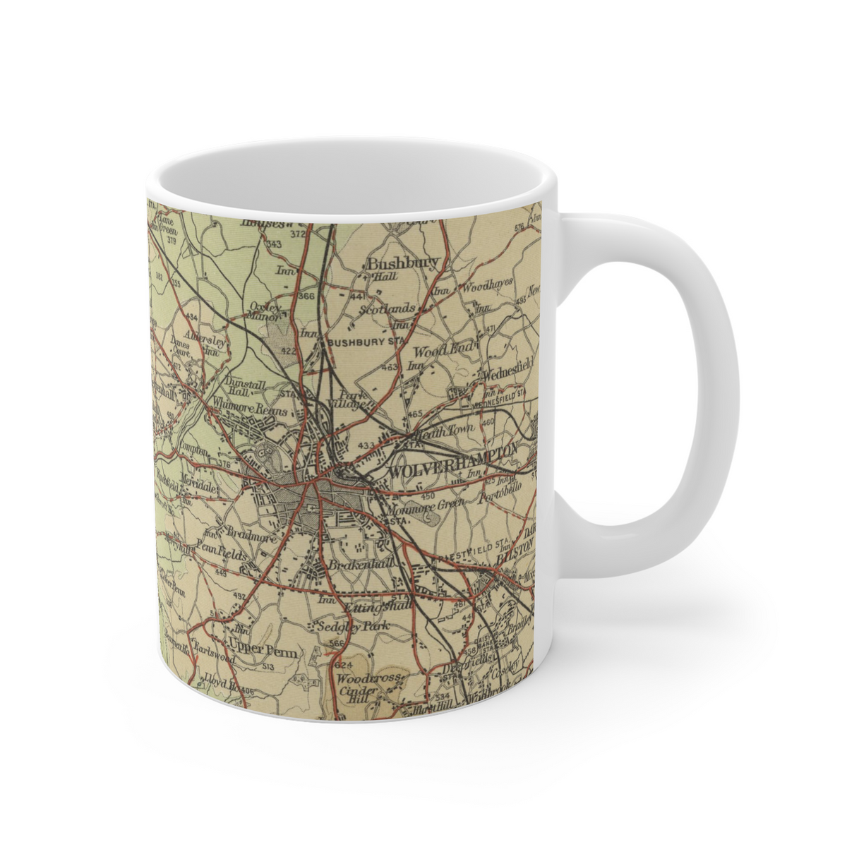 Wolverhampton historic map mug, Bartholomew Half-Inch, 1903 — product view 4