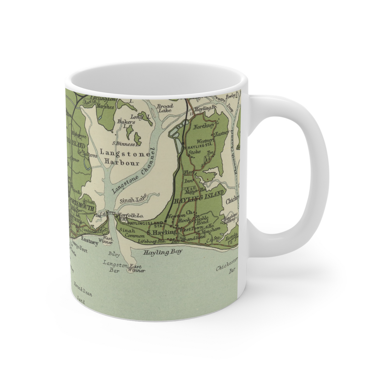 Portsmouth historic map mug, Bartholomew Half-Inch, 1902 — product view 4