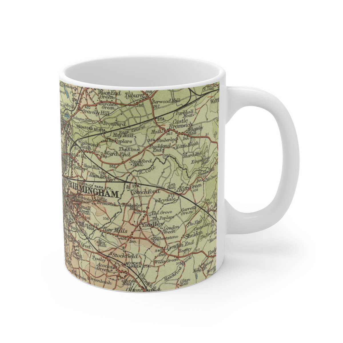 Birmingham historic map mug, Bartholomew Half-Inch, 1903 — product view 4