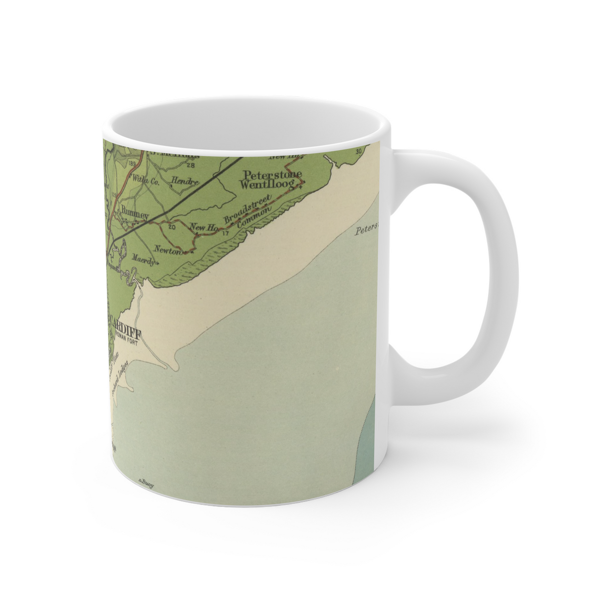 Cardiff historic map mug, Bartholomew Half-Inch, 1904 — product view 5