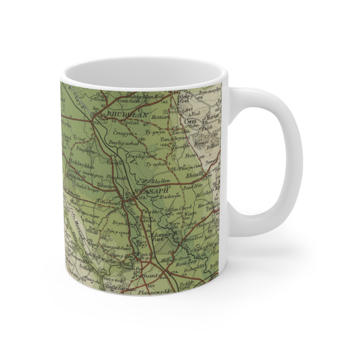 St Asaph historic map mug, Bartholomew Half-Inch, 1904 — product view 5