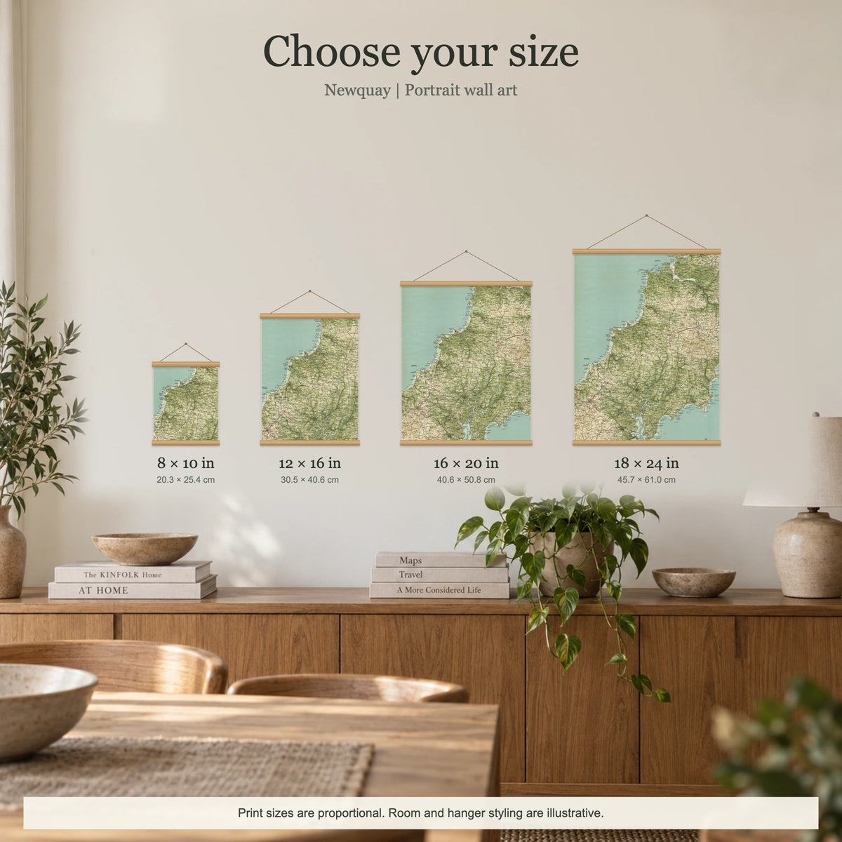 Newquay historic map print, Bartholomew Half-Inch, 1903 — 8 × 10 in · portrait, Canvas, black hanger and Canvas, natural oak hanger and Canvas, white hanger and Fine art paper, black hanger and Fine art paper, natural oak hanger and Fine art paper, no hanger and Fine art paper, white hanger, size room mockup portrait