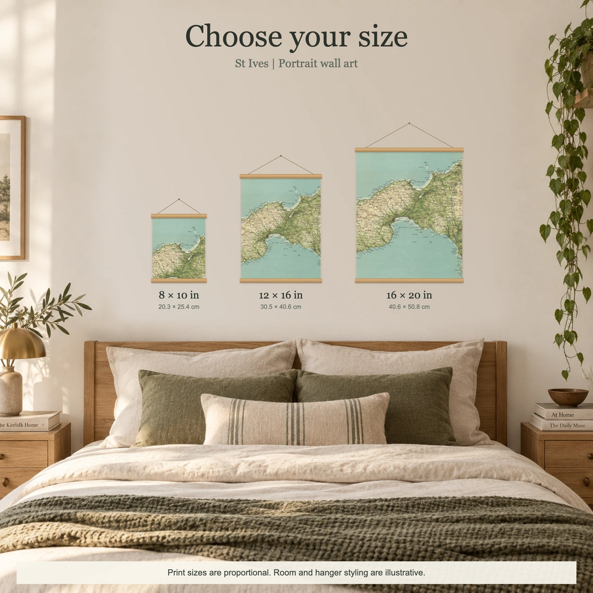 St Ives historic map print, Bartholomew Half-Inch, 1903 — 8 × 10 in · portrait, Canvas, black hanger and Canvas, natural oak hanger and Canvas, white hanger and Fine art paper, black hanger and Fine art paper, natural oak hanger and Fine art paper, no hanger and Fine art paper, white hanger, size room mockup portrait