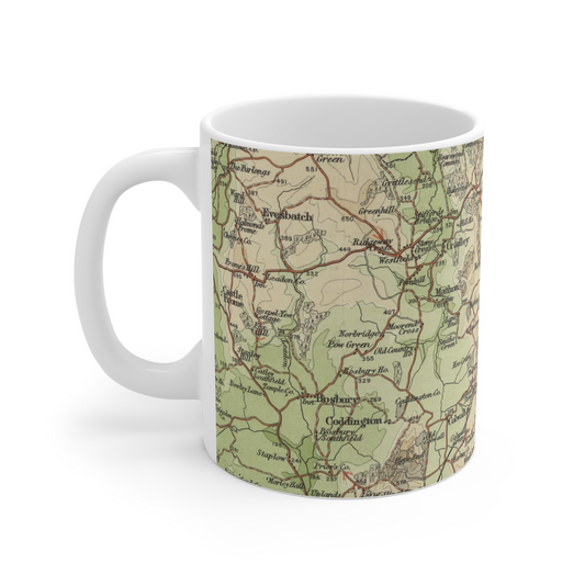 Worcestershire Beacon historic map mug, Bartholomew Half-Inch, 1902