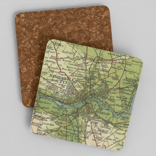 Newcastle-upon-Tyne historic map coaster, Bartholomew Half-Inch, 1902