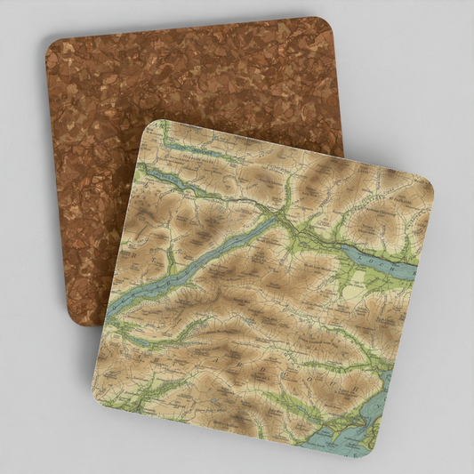 Loch Shiel historic map coaster, Bartholomew Half-Inch, 1904