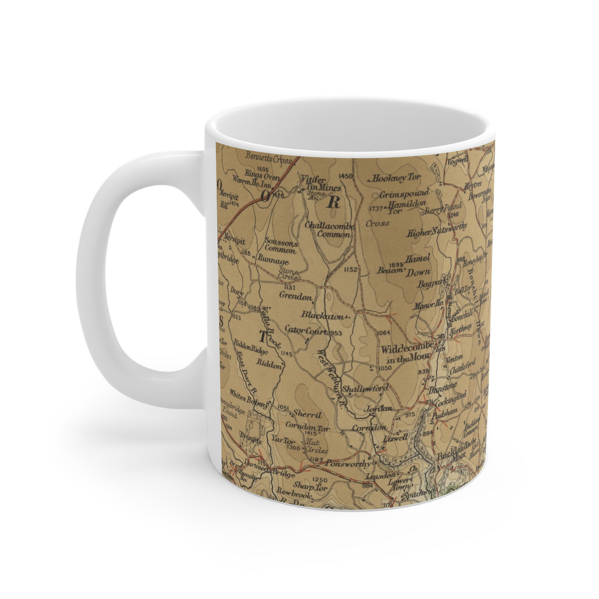 Haytor historic map mug, Bartholomew Half-Inch, 1903
