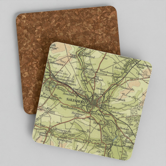 Salisbury historic map coaster, Bartholomew Half-Inch, 1902
