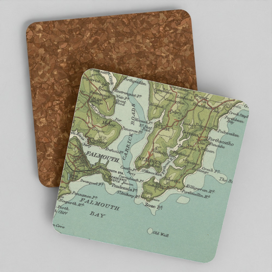 St Mawes historic map coaster, Bartholomew Half-Inch, 1903