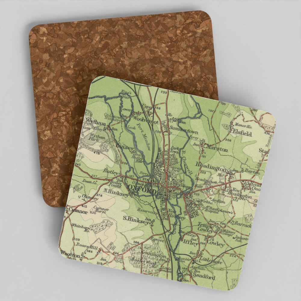 Oxford historic map coaster, Bartholomew Half-Inch, 1903