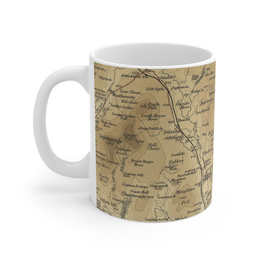 Ingleborough historic map mug, Bartholomew Half-Inch, 1906