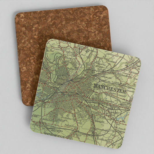 Manchester historic map coaster, Bartholomew Half-Inch, 1904