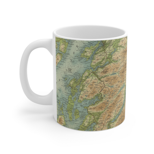 Loch Awe historic map mug, Bartholomew Half-Inch, 1903