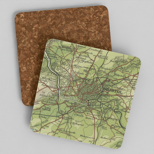 Bristol historic map coaster, Bartholomew Half-Inch, 1904
