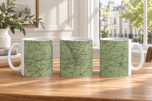 Peterborough historic map mug, Bartholomew Half-Inch, 1902