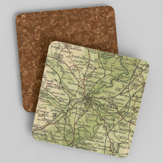 Durham historic map coaster, Bartholomew Half-Inch, 1904
