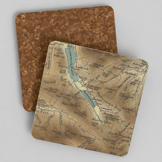Buttermere historic map coaster, Bartholomew Half-Inch, 1903