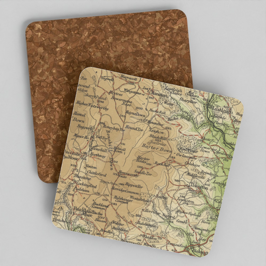 Haytor historic map coaster, Bartholomew Half-Inch, 1903