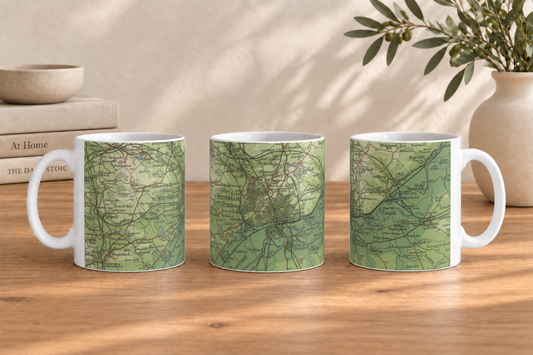 Nottingham historic map mug, Bartholomew Half-Inch, 1902