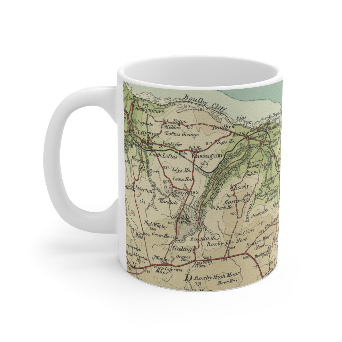 Runswick Bay historic map mug, Bartholomew Half-Inch, 1903