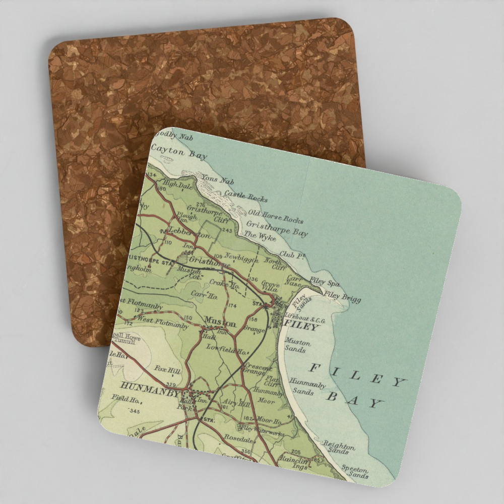 Filey historic map coaster, Bartholomew Half-Inch, 1903