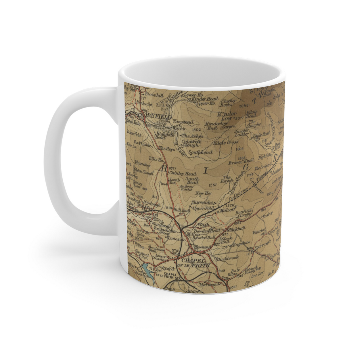 Mam Tor historic map mug, Bartholomew Half-Inch, 1904