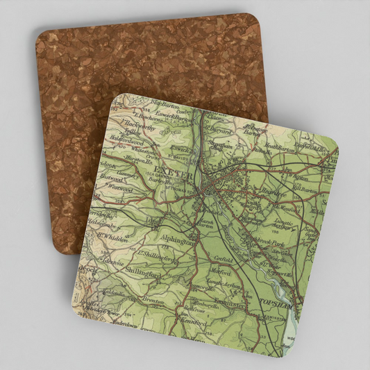 Exeter historic map coaster, Bartholomew Half-Inch, 1903