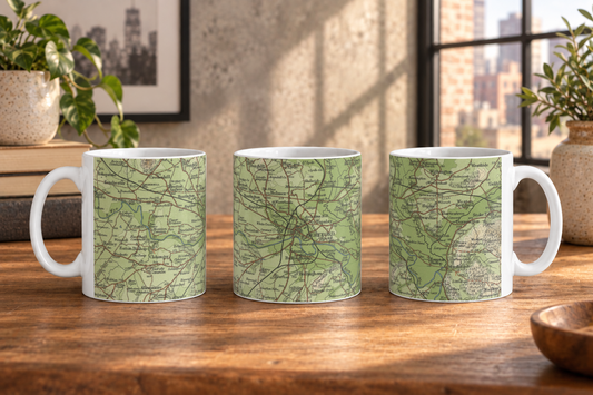 Hereford historic map mug, Bartholomew Half-Inch, 1902