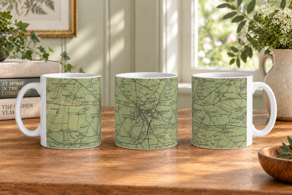 Cambridge historic map mug, Bartholomew Half-Inch, 1902