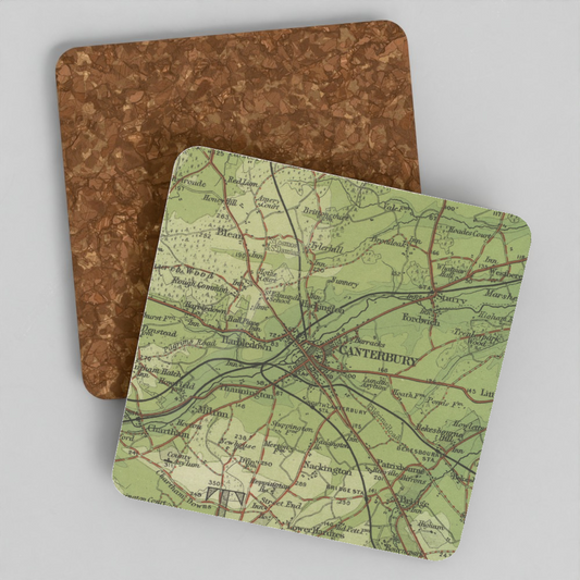 Canterbury historic map coaster, Bartholomew Half-Inch, 1904