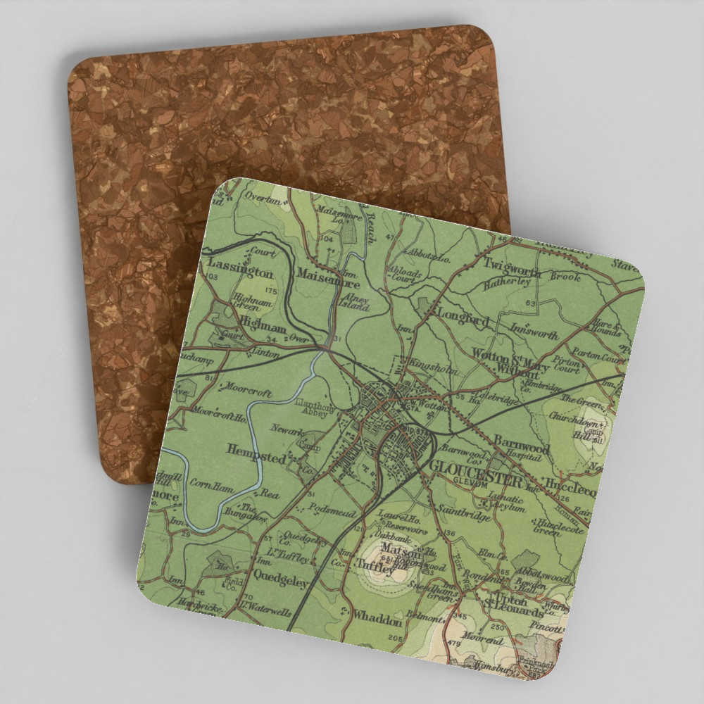 Gloucester historic map coaster, Bartholomew Half-Inch, 1902