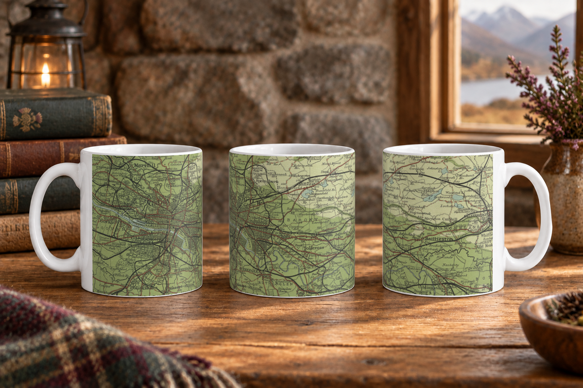 Glasgow historic map mug, Bartholomew Half-Inch, 1903