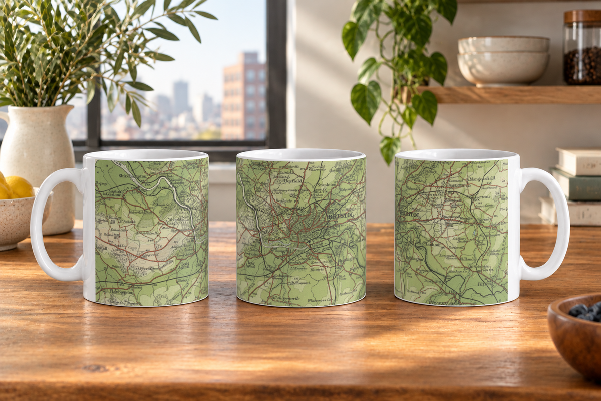 Bristol historic map mug, Bartholomew Half-Inch, 1904