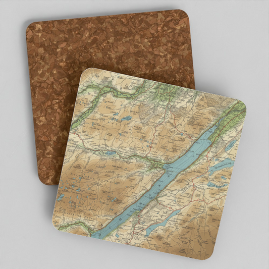 Loch Ness historic map coaster, Bartholomew Half-Inch, 1902