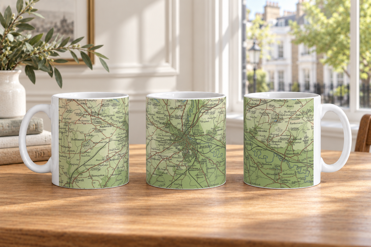 Derby historic map mug, Bartholomew Half-Inch, 1902